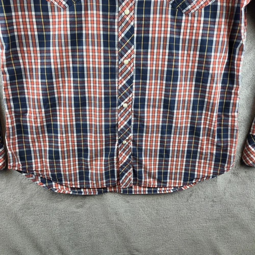 True Religion Pearl Snap Plaid Shirt Mens 3XL Western Cowboy Long Sleeve